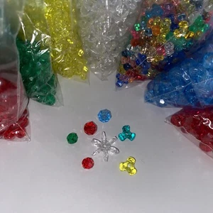 Lot Faceted Plastic Round & Cartwheel Beads for Christmas Ornaments & Jewelry B - Picture 1 of 8