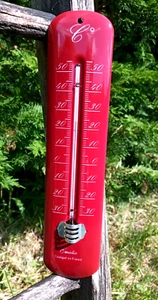 Thermomètre émaillé rouge éclatant 25 cm émail véritable 800°C made in France - Picture 1 of 2