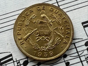 GUATEMALA 1 centavo 1939 KM249 Brass UK Mint LUSTROUS & VERY RARE in TOP GRADE ! - Picture 1 of 2