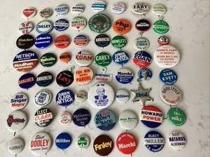 Huge lot 64 Vintage Political Campaign Buttons Pins Pinbacks Presidential Local - Picture 1 of 7