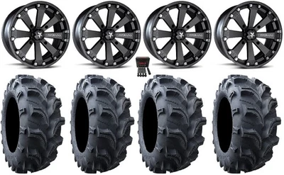 MSA Kore 14" Wheels Black 28" Vampire II Tires Arctic Cat TBX TRV MudPro - Image 1 of 4