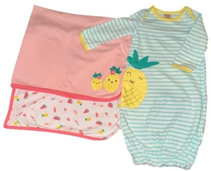 Gymboree Verano 2018 Manta Bebé Coral Rosa Piña Fruta Tropical Lovey - Imagen 1 de 6