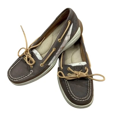 Zapato de barco plano informal de cuero marrón claro para mujer - talla 7 Foto 1 de 4