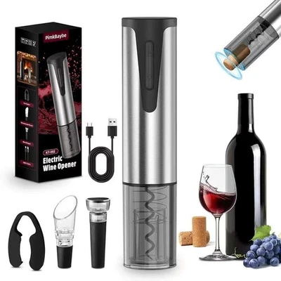Electric Wine Bottle Opener, Automatic Corkscrew with Foil cutter stopper pourer - Image 1 of 4
