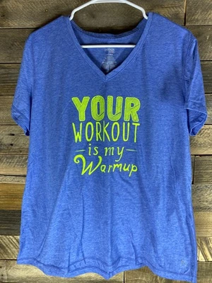 Camiseta deportiva de manga corta Danskin Now para mujer talla XXL azul y amarillo Foto 1 de 4