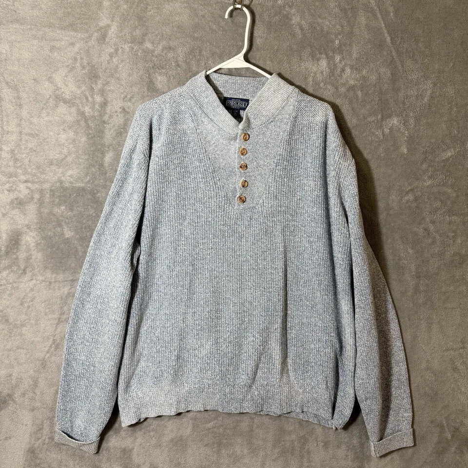 Suéter Lands End Hombres XL Largo Bebé Azul Henley Pullover De Colección Hecho en EE. UU. Algodón Foto 1 de 4