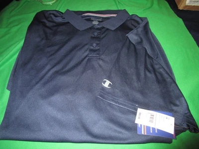NEW MENS CHAMPION ATHLETIC WEAR  SHORT SLEEVE POLO SHIRT NAVY BLUE 2XLT - Image 1 of 2