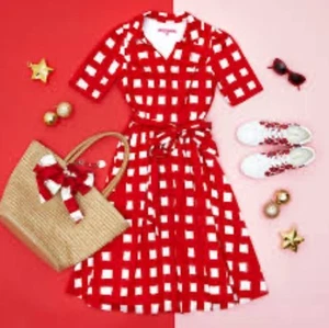 Review X Bromley Fit & Flare Dress Size AU 10 Canvas Check Collar Belted RRP$299 - Picture 1 of 13