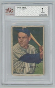 Yogi Berra 1952 Bowman BVG 1 #1 New York Yankees - Picture 1 of 2