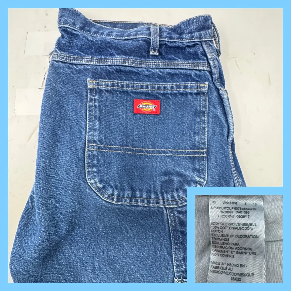 Dickies Carpenter Jeans Blue Denim Workwear Relaxed Fit 38x32 - Image 1 of 4