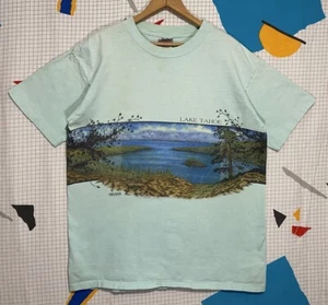 Camiseta envolvente natural vintage de los 80 XL Lake Tahoe puntada única 1988 años 90 - Imagen 1 de 17