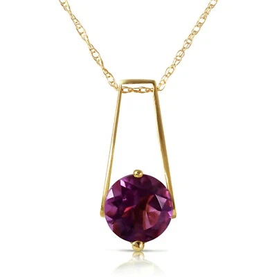 14K. SOLID GOLD NECKLACE WITH NATURAL AMETHYST (Yellow Gold) - Image 1 of 4