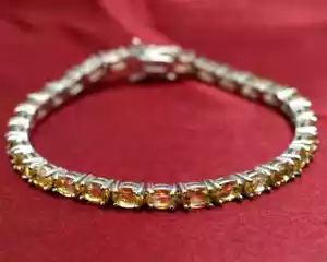 Natural Citrine Gemstone Bracelet,925 Sterling Silver,Tennis Bracelet,Gift - Picture 1 of 7