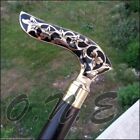 Black Wooden Walking Stick Inlay Walking Cane Brass Head Handle Canes Solid