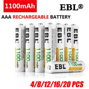 EBL AAA Rechargeable Batteries Size 2A 1.2V 1100mAh NiMH Battery Lot - Picture 1 of 50