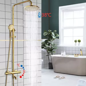 8 Inch Thermostatic Bathtub Shower Water Faucet Mixer Rainfall Shower Head Set - Bild 1 von 12