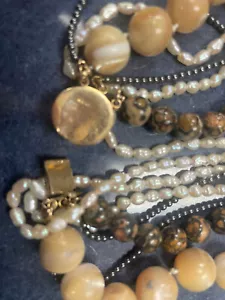 Gold filled tip necklace. large ornate with many beads/pearl types. - Picture 1 of 3