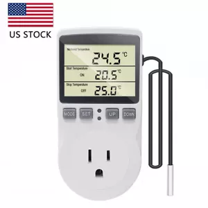 Digital Thermostat Outlet Plug Temperature Controller Heating Cooling with Probe - Picture 1 of 4