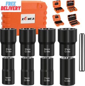 9PCS Bolt Nut Extractor Set, 1/2" Drive Impact Lug Nut Remover Socket Tool, Whee - Picture 1 of 12