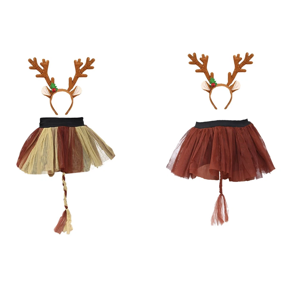 THE FANCY DRESS Damen Rentier Stirnband & Rock Set Weihnachten Tutu Set Mädchen Weihnachten Party Outfit
