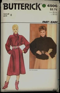 Chaqueta Abrigo UC 80s Talla 8 Busto 31 1/2 Fácil Envoltura Frontal Patrón Butterick 4506 De Colección - Imagen 1 de 2