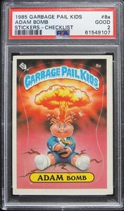 1985 Garbage Pail Kids Series 1 Adam Bomb #8A Checklist PSA 2 Good - Picture 1 of 4