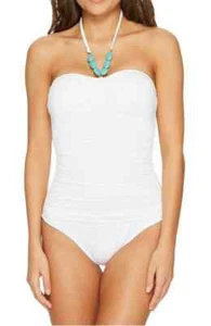 Lauren Ralph Lauren Womens Beach Club Bead Necklace One-Piece Swimsuit, WHITE, 4 - Picture 1 of 7