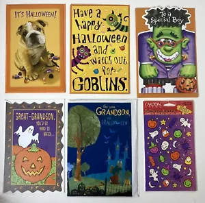 LOTE DE 5 tarjetas de felicitación HALLOWEEN BOY THEME + PEGATINAS *Lee la descripción para obtener información - Imagen 1 de 14
