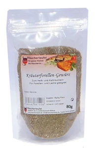 Fischgewürz ➤ Kräuterforellen-Gewürz 80g, Forelle, Räuchergewürz, Räucherhaken - Bild 1 von 2