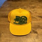 Vintage John Deere Foam Hat Cap Snap Back Yellow Mesh Trucker