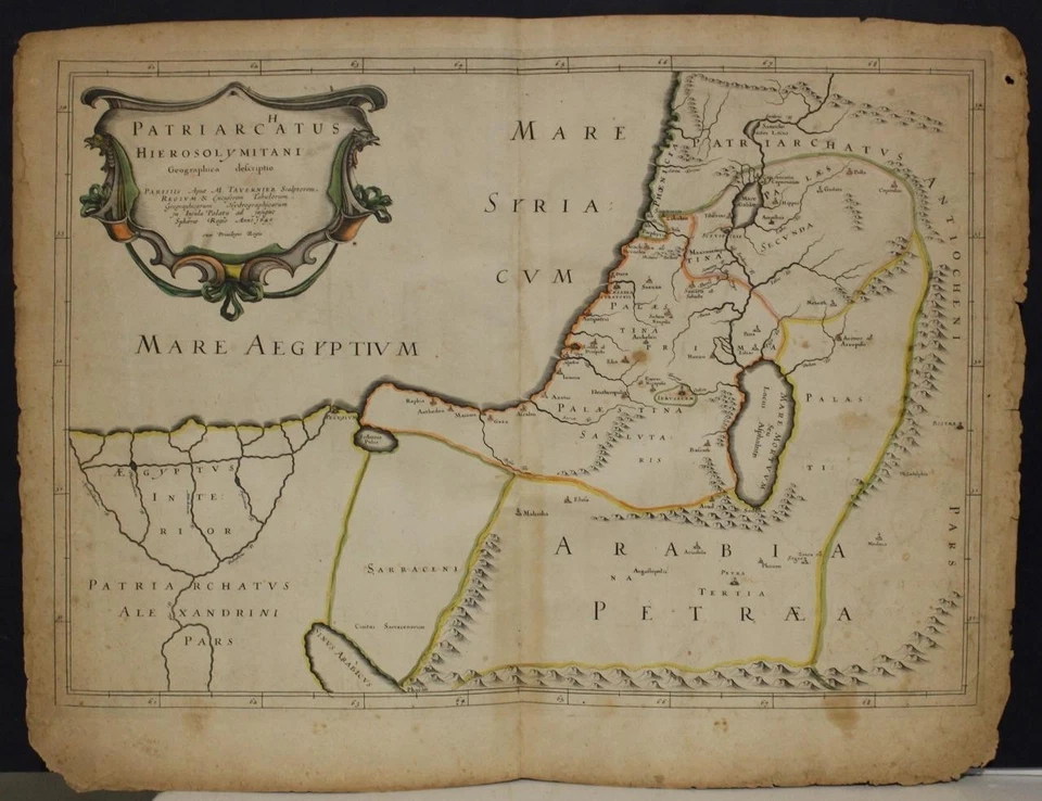 PATRIARCADO DE JERUSALÉN 1640 TABERNA ANTIGUO MAPA GRABADO EN COBRE Foto 1 de 1