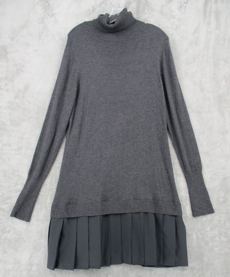 Vestido Suéter Suave Envolventes Grande Angora Plisado Falda Cuello Alto Pullover Foto 1 de 4