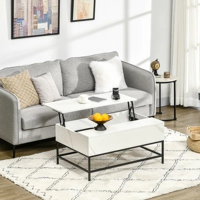 Modern Lift Top Coffee Table for Living Room with Center Storage, White - Image 1 of 4