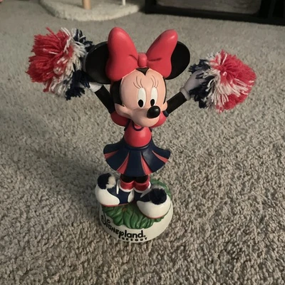 Disneyland Resort Minnie Mouse Cheerleader Bobble Figurine Red White Blue - Image 1 of 4