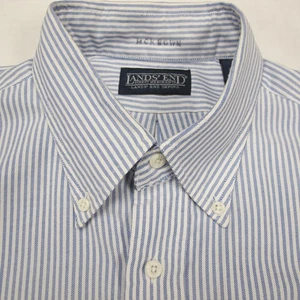 Vintage Lands End Oxford Hemd Herren 16,5 L USA University Streifen Kurzarm - Bild 1 von 9