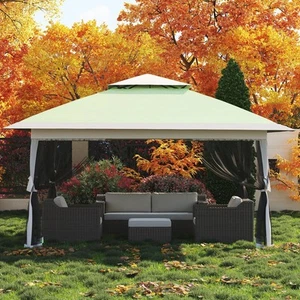 12x12 FT Gazebo Tent Outdoor Patio Pop Up Canopy Tent with Netting Double Roof - Picture 1 of 15