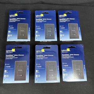 Leviton Decora SureSlide Dimmer Switch 6674-P0B (Black) – 3-Way/Single Pole 6pK - Picture 1 of 4