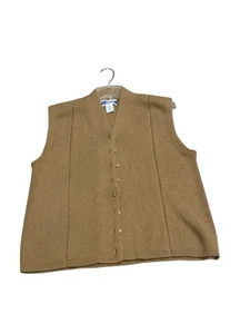Vintage Pendleton Wool Cashmere Sweater Vest M Brown Heather Button Up - Picture 1 of 10
