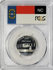 2001-S Silver Washington  Quarter - North Carolina - PCGS PR69DCAM - Flag Series - Picture 1 of 2