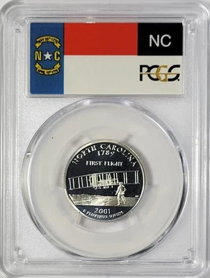 2001-S Silver Washington  Quarter - North Carolina - PCGS PR69DCAM - Flag Series - Image 1 of 2