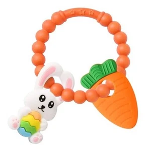 Easter Silicone Teething Toys, 3 Months+, Bunny & Carrot, Infant Baby Easter - Picture 1 of 7