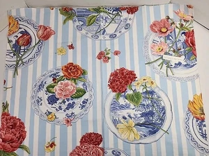 Braemore Oriental Blue Plate Floral Design Upholstery Fabric 26x26 Square Vtg  - Picture 1 of 19