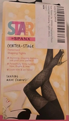 Medias modeladoras estampadas Star Power by Spanx talla C negras diamante aturdimiento NUEVAS Foto 1 de 3