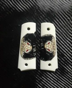 Colt 1911 Grips Custom COBRA Red Eye Clones Full Size Kimber White Resin Best - Picture 1 of 1