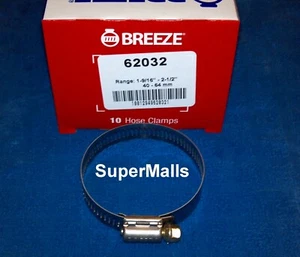 Breeze Power-Seal Stainless Hose Clamp Size 32 1-9/16"- 2-1/2"D 10 CLAMPS USA - Picture 1 of 2