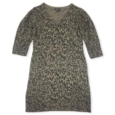 ALYX Dress Animal Print Sweater Dress 3/4 Sleeve V-Neck Size M Acrylic - Изображение 1 из 4