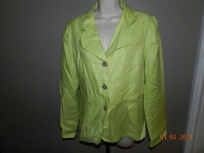 Chaqueta forrada de polietileno de lino lima Coldwater Creek para mujer talla 14 Foto 1 de 3