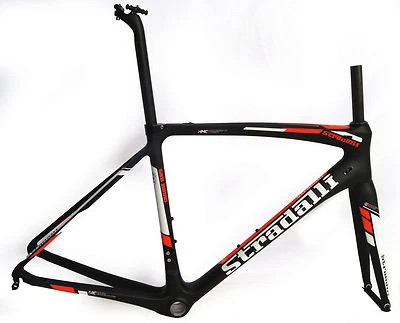 51 S STRADALLI SAN REMO CARBON FIBER ROAD BIKE FRAMESET FRAME RED BLACK BB30  - Image 1 of 4