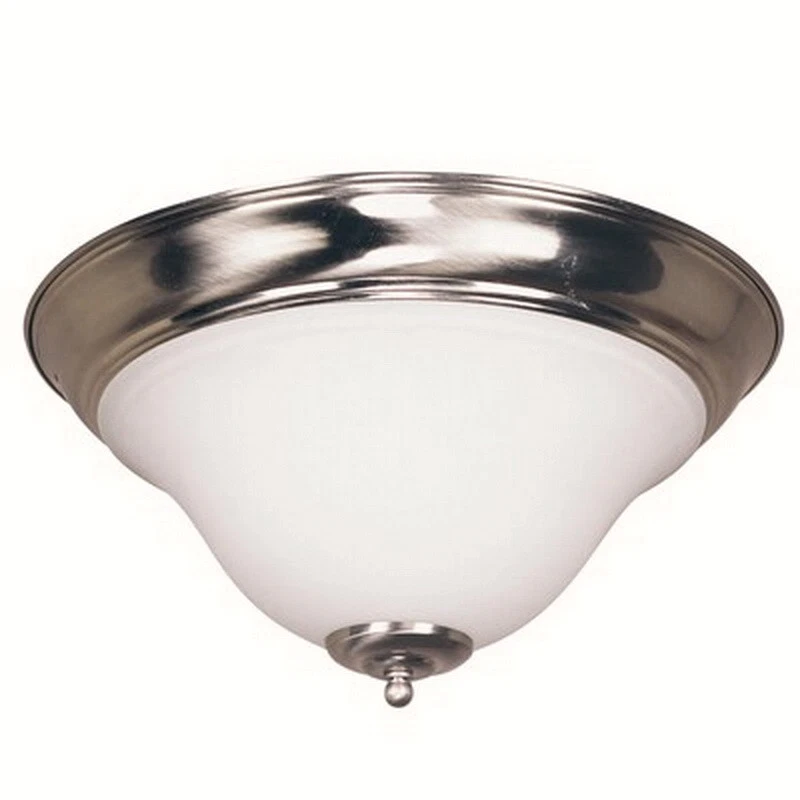 Brushed Nickel And White Marbleized Glass LED Flush Ceiling Light Orig $187 - Image 1 of 1