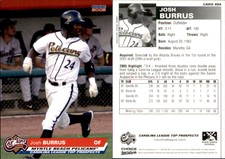 Josh Burrus 2005 Choice Carolina League Top Prospects #04 Card *AutographDen*